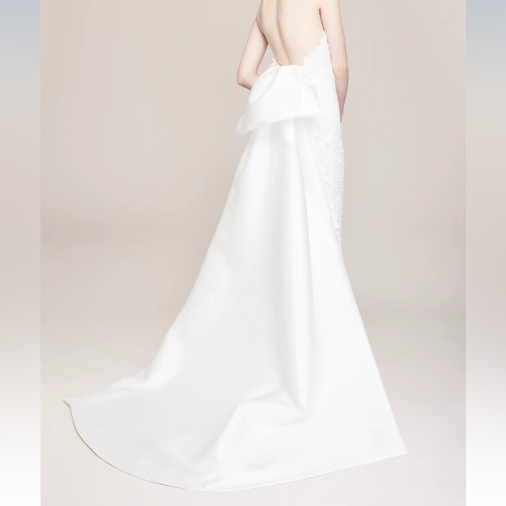 Lela Rose “The Belfast” Floral Lace A-Line Wedding Gown w/ Satin Bow Size 6 - Picture 3 of 7